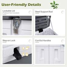 HDPE Horizontal Outdoor Storage Shed Waterproof Lockable Tool Box For Garden Tools Lawn Mower With 3-Level Adjustable Shelf - A - View 9