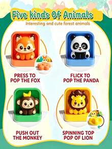 Kotak Belajar Sensorik Hewan Pop-Up untuk Bayi Usia 18 Bulan, Meningkatkan Kemampuan Logika dan Memori, Mengembangkan Keterampilan Motorik Halus dan Koordinasi Mata-Tangan, Mainan Portabel, Hadiah Liburan Ideal (Warna Acak) (Non-Elektrik) - MultiWarna - View 2