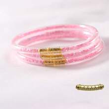 3pcs Set Fashion PVC Ultra-Light Ultra-Clear Transparent Plastic Tube Multi-Layer Stackable Rhombus Sequin Bracelets, Suitable For Women's New Year Party Wear, Best Friend Gift - 3 Pieces/set, Diamond Shape - View 18