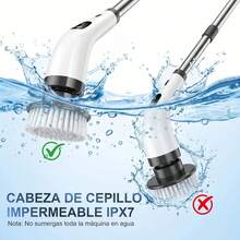 Cepillo Electrico para Baño Limpieza, Cepillos Electricos de Limpieza con 8 Cabezas de Cepillo Reemplazables, Larga Duración, Mango Ajustable para Tina Cocina, IPX8 Resistente al Agua - 1 - Ver 7
