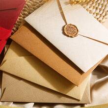 3-Piece Luxury Linen Envelope & Stationery Set With Wax Seal Stamp, Suitable For DIY Gifts, Wedding Invitations And Office Use - 3-piece - View 5