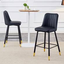 Set Of 2 Bar Stools / 100 Cm High. Stylish Bar Stools / Black PU Leather And Comfortable Footrest / Available In Several Colors / 120 Kg Load Capacity / For Restaurants, Bars And Living Rooms - 黑色 - 查看 2