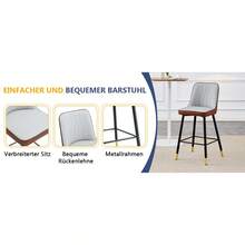 Set Of 2 Bar Stools / 100 Cm High. Stylish Bar Stools / Black PU Leather And Comfortable Footrest / Available In Several Colors / 120 Kg Load Capacity / For Restaurants, Bars And Living Rooms - 棕色+黑色+淺灰色 - 查看 11