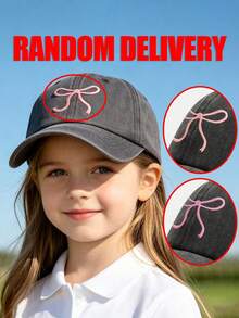 1pc Girls' Bow Embroidered Baseball Cap, Adjustable Sun-Shading Casual Hat, Cute & Playful Style Children's Baseball Cap Suitable For Outdoor & Daily Wear, Spring/Summer - 1 PC Bow - View 6