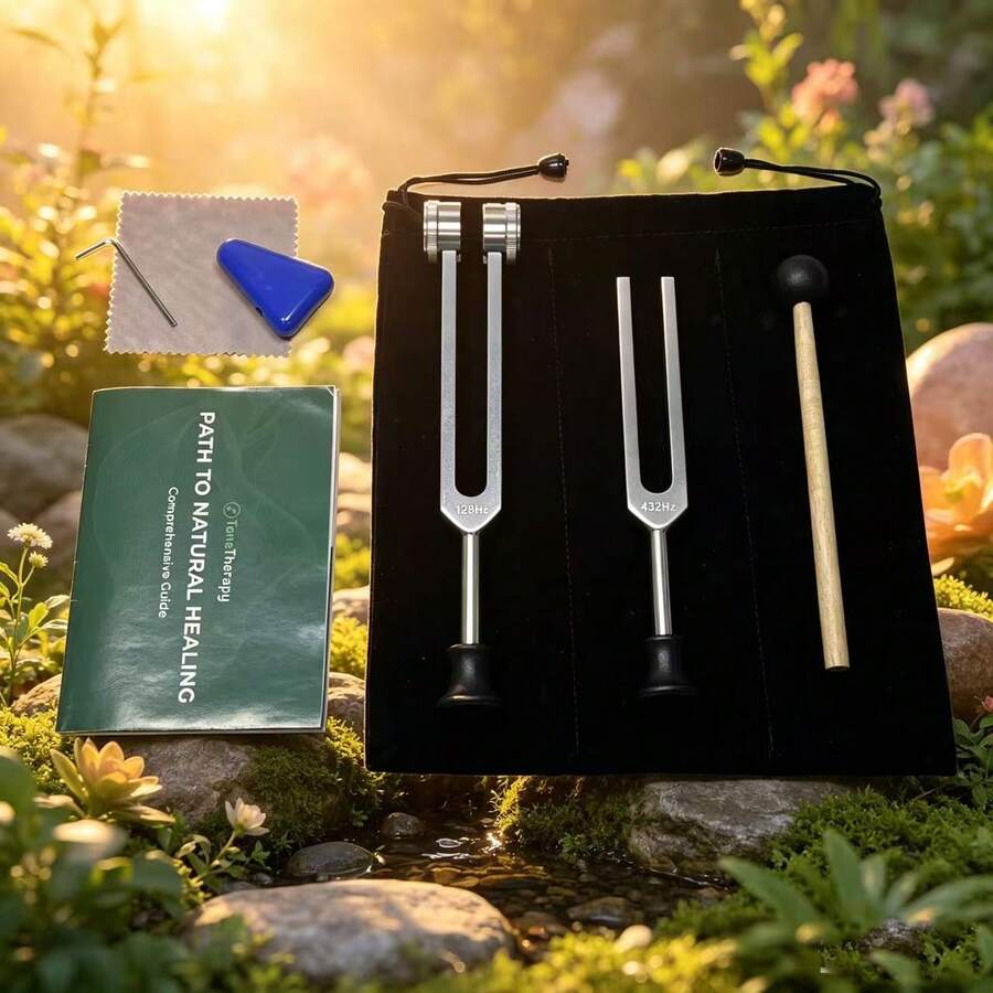 1 Set Combinación de Diapasones de Aleación de Aluminio Plateado - Diapasón de Limpieza de Oídos y Yoga Adecuado para Mujeres y Hombres Relajación del Alma y la Mente Gran Regalo 128Hz Emparejado con 256Hz/432Hz/528Hz Combinación de 2 Piezas de Diapasones con Base, Martillo Negro, Paño de Limpieza Blanco, Soporte Estable Azul del Fabricante - plata - Ver 1