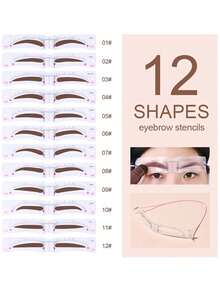 12組可重複使用眉毛模版，眉毛修形工具，彩繪導引卡，化妝模板，眉毛美容套組，化妝，便宜，旅行，臥室，化妝工具，禮物，聖誕禮物，贈品，旅行，便宜商品，旅行必需品 - 彩色 - 查看 3