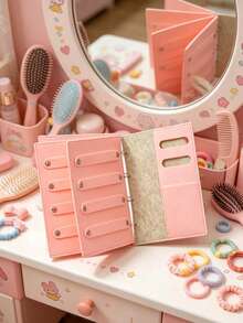 Libro de almacenamiento de accesorios para el cabello de fieltro de 4 páginas, caja de almacenamiento de pinzas para el cabello de bebé, libro de almacenamiento de joyas para niños - color avena - Ver 4