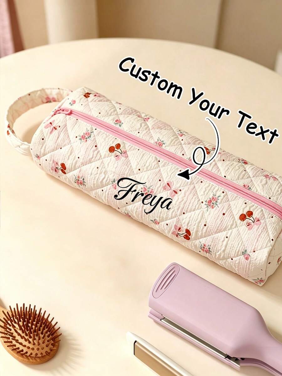 Customizable Name Text Hair Dryer Protective Cover, Fashionable Zippered Storage Bag With Exquisite Bow Design, Durable Fabric, Zipper Closure For Excellent Sealing And Dust-Proofing. Can Store Hair Dryers, Curling Irons, Straightening Irons And Other Hair Styling Tools And Accessories, Organized And Tidy. Highly Practical, Suitable For Home Storage, Travel, Fitness And Hair Salon Use. Combines Decorative And Practical Features - Multicolor - View 1