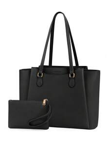 NEWHEY Women's Waterproof PU 15.6 Inch Laptop Tote Bag, Large Capacity Commuter Shoulder Bag With Matching Clutch, Suitable For Office, Daily And Travel - Multicolor - View 10