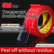 3M Double-Sided Transparent Strong Adhesive Tape, Thickened High-Temperature Resistant High-Adhesion Foam Tape For Car And Home Use, Damage Free Adhesive - Transparent Version - 3 Meters In Length - View 1