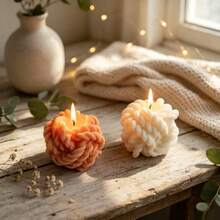 DIY Tonform 2 Stücke Garnkugel-Stil Kerzenornament Form geeignet für die Herstellung von Harz, Gips, Kerzen, Aromatherapie-Produkten, Heimdekoration, Tischplatte Silikonform - 2 Stück Garnknäuelform - Übersicht 3