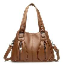 Women's Soft Leather Handbag That Can Be Used As A Shoulder Bag Or Crossbody Bag. Its Design Is Simple, Casual, Elegant And Versatile, Ideal For Middle-Aged Mothers. - 摩卡棕 - 查看 5