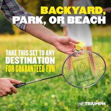 Badminton Set For Backyard Outdoors With 4 Steel Rackets, 3 Badminton Birdies Carry Bag Ultimate Outdoor Game Set For Backyards, Beaches, Camping Tailgating - As Pic - View 4