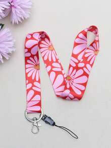 5 pièces Cordons de clé rose pour enseignants avec porte-badge d'identification, anneau de clé en métal, sangle de téléphone, collier de téléphone en polyester avec marguerite mignonne, excellent cadeau pour les femmes, les enseignants, les étudiants, le personnel - Multicolore - Voir 6
