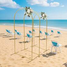 HOHOBLA LOYALHEARTDY-BTG Wedding Christmas  Arch Backdrop Stand Set Of 3 Metal Balloon Arch Stand Wedding Christmas  Arch Frame Floral Background Decoration For Parties Wedding Christmas  Birthday Baby Shower Ceremony Anniversary, 5.9/6.6/7.2FT (Gold) - Gold - View 12
