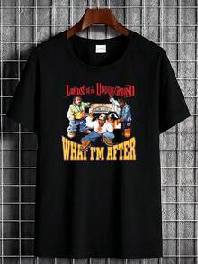Camiseta de Rap Hip-Hop "What I'M After" de Lords of The Underground - Camiseta unisex de estilo urbano con gráfico de logotipo, transpirable, de cuello redondo y manga corta para mujeres y - Negro - Ver 1