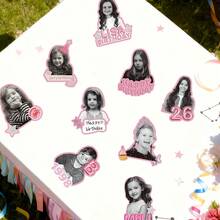 30/20/10pcs Customized Birthday Photo Stickers - Personalized Face Photo With Birthday Age And Name Text Paper Stickers, Suitable For Birthday Party Favor Packaging Stickers, Milestone Party Decoration, 1st 2nd 3rd Birthday Self-Adhesive Stickers - Multicolor - View 11