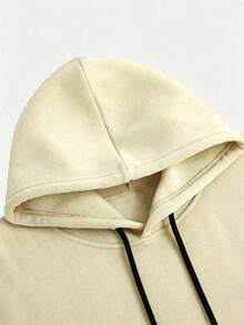 Men's Italian Print Casual Sports Commute Versatile Letter Long Sleeve Hooded Fleece Sweatshirt - Khaki - View 3