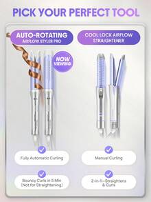 SHEGLAM HAIR One Touch Airflow Styler Pro-32mm+Glossy Shine Strong Styling Stick,Cool Air Auto-Rotating Curling Iron,360° Cooling Airflow One Touch,5 Temps & Auto Off Dual Voltage For All Hair Types - Silver - View 5