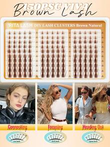 Brown Viva | RITALASH 150pcs Brown Lash Clusters Manga Eyelash Extensions 10-16MIX Spiky Cluster Lashes Fairy Individual Lashes Anime D Curly Eyelashes DIY At Home Kit With Bond&Seal And Tweezers - Brown - View 5