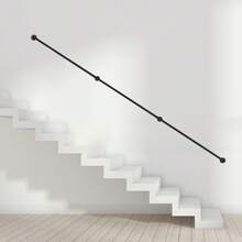 Pipe Handrail Metal Sturdy Load-Bearing Capacity (12 Feet, 3 Section)  Stair Handrail 12 Feet Handrails For Stairs Galvanized Industrial Pipe Railing Indoor Pipe Stair Railing With Wall Mount Support, Round Corner - A - View 9