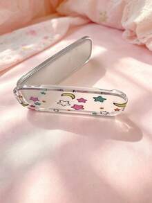 1pc Transparent Painted Mirror Phone Stand, Fashion Adhesive Foldable Vanity Mirror, Horizontal & Vertical Dual-Use Portable Desktop Stand, Aesthetic - Multicolor - View 27