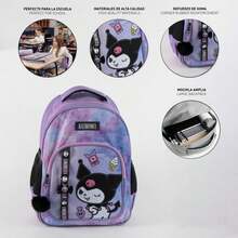Hello Kitty Cerdá 女童中號書包 - 42 厘米，100% 滌綸，雙隔層帶側袋，紫色帶絨球設計，是上學和返校的理想之選 - 選項 3 - 查看 4