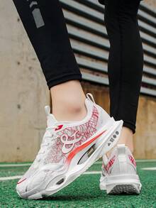 Chaussures de course pour hommes, chaussures de sport polyvalentes à plaque de carbone pour hommes, chaussures de course légères et amorties, chaussures de fitness basses, semelle amortie, conception durable et facile à nettoyer, convient pour la marche, le port décontracté, style sportif minimaliste - Blanc et rouge - Voir 11