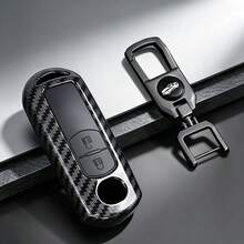 碳纖維風格 ABS 車鑰匙保護套，適用於 2 3 6 Atenza、Axela、Demio、CX-5 CX5 CX-3 CX7 CX-9 2015 2016 2017 2018 2019 配件 - 2鍵 - 查看 9