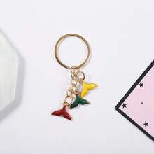 1Pc Kawaii Girly Zinc Alloy Mermaid Tail Keychain Shimmer Enamel Multi-Color Tail Pendant Metal Key Ring Luggage Handbag Daily All-Match Accessory - Multicolor - View 3