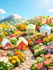 8pcs Mini Resin House Decor, Mini Fairy Garden Cottage Set, Resin House, Suitable For Glass Containers, Bonsai And Home Decor - Multi-Functional Indoor/Outdoor Decoration Labor Day Gift, Aquarium Decor - E - View 3