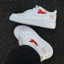 Nike Air Force 1 AF1 Unbridled Series Big Kids Low-Top Sneakers - White/Multicolor - View 6