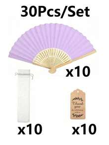 3/9/15/30pcs Elegant Purple Folding Fans With Thank You Tags And Gift Bags, Bamboo Hand Fans For Bride, Bachelorette Party, Wedding, Bridal Shower, Bridesmaid, Photo Props, Bridesmaid Gifts And Wedding Decor - Purple - View 10