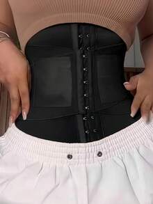 1 pieza Cinturón moldeador de cintura para mujer, banda de compresión alta para apretar la cintura, prenda moldeadora abdominal, faja de cintura, cinturón deportivo de cintura, estilo clásico adecuado para uso diario - Negro - Ver 2