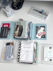 A7 Transparent Loose-Leaf Binder Notebook, Sticker Book, Blank Pages, Transparent Loose-Leaf Notebook, Sticker Notebook, Three-Fold Soft Cover Notebook, PVC Transparent Replaceable Pages, Large Capacity Portable Loose-Leaf Binder, Suitable For Photo Albums, DIY And Sticker Storage - A7 - View 4