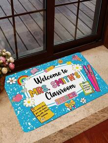 1pc Personalized Teacher Name Doormat, Classroom Decor, Teacher School Supplies Gift, Teacher Appreciation Gift, Teacher Week Gift - Multicolor - View 9