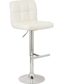 HC JUST HOME COLLECTION White Bar Stool With Backrest, Adjustable High Stool For Kitchen Bar, Padded Seat And Metal Frame - Black - View 9