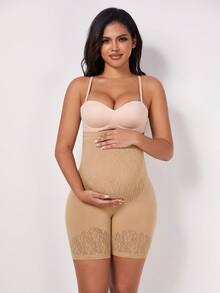 Maternity Solid Color Elastic 3/4 Length Leggings, Suitable For Summer - Ginger - View 5