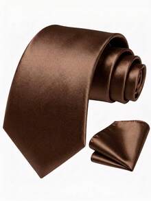 1pc Men's Mocha Brown Smooth Texture Ultra-Thin Slim Fit Polyester Necktie, Suitable For Weddings, Christmas Celebrations, Thanksgiving And Other Holidays, Parties And Daily Wear - Mocha Brown - View 13