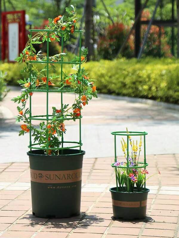 6/12/18/36/60pcs (10-Tier) Stackable Plant Stand, Modular Plant Frame, Round Support Pole, Woven Climbing Plant Trellis, Color
