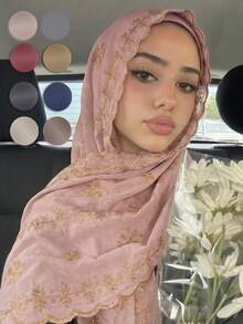 1pc Women's Bohemian Style Handmade Embroidered Floral Scarf, Fashionable Luxury Headwear, Suitable For Festivals And Beach Hairband - Multicolor - View 2