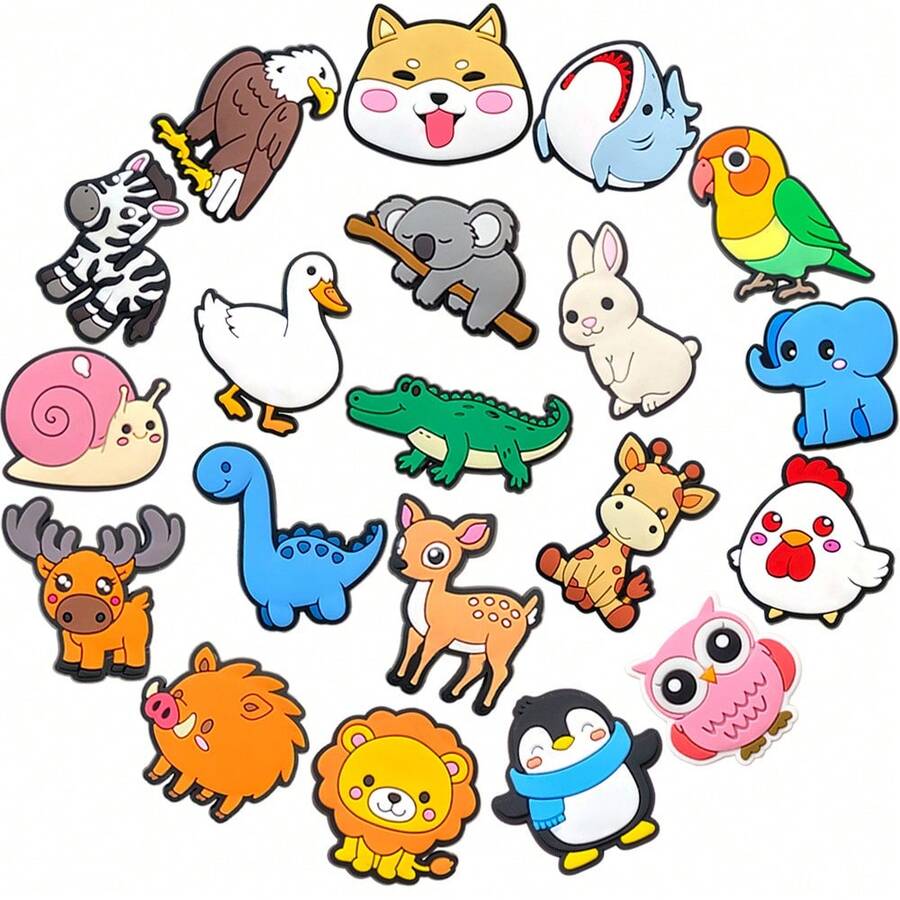 12/20PCS Cute Animals Themes Shoe Charms Set, PVC Shoe Decorations, Shoe Accessories Charms, Gift Idea For Birthday Christmas Party Favors