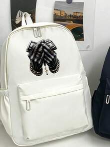 Hip Hop Money Hands Graphic Print Pink Backpack Streetwear Cash Casual School Bag - Multicolor - View 12