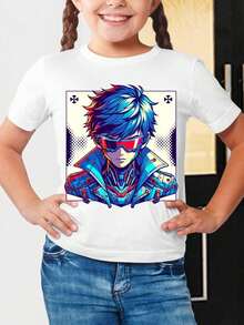 Camiseta de niño con estampado de oasis japonés, estilo urbano retro, para uso diario y momentos de relajación - Blanco - Ver 7