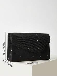 Noctella Elegante y exquisita mini bolsa con solapa plisada y cadena, bolso de mano tipo sobre, bolso de noche cuadrado de moda elegante adecuado para chicas de fiesta, mujeres, novias, perfecto para fiestas, bodas, bailes, eventos de noche/banquete, mejor regalo para mujeres, combinación perfecta para vestidos de dama de honor, bolso de boda, bolso de fiesta, combinación perfecta para vestidos de fiesta de vacaciones, vestidos de noche y vestidos con lentejuelas - Negro - Ver 4