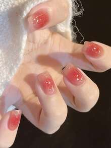 跨境新款半固化凝膠夏季腳趾甲貼，亮片閃亮設計，現貨批發，防水且持久 - 西瓜粉 - 查看 5