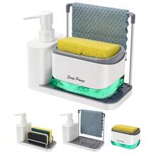 1pc Multifunctional Soap Dispenser, Dish Soap Pump Bottle, Hand Soap Dispenser, Kitchen Soap Dispenser With Dish Cloth Holder And Soap Box, Perfect For Dish Soap And Hand Soap - View 5