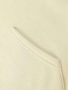 Men's Italian Print Casual Sports Commute Versatile Letter Long Sleeve Hooded Fleece Sweatshirt - Khaki - View 4