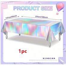 Rainbow Plastic Tablecloth Disposable Laser Holographic Aluminum Foil Rectangular Tablecloth Birthday Disco Bachelor Party Wedding Rainbow Party Decoration 54.0 Inches X 9.0 Feet - Multicolor - View 11