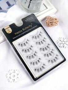 MAANGE 5 Pairs Natural Criss-Cross Full Head False Eyelashes, Transparent Lash Stem, Fluffy & Delicate, Suitable For Daily Use, Cartoon Style, Travel Essential - Multicolor - View 11